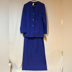 Elegant Blue Women's Blazer & Skirt